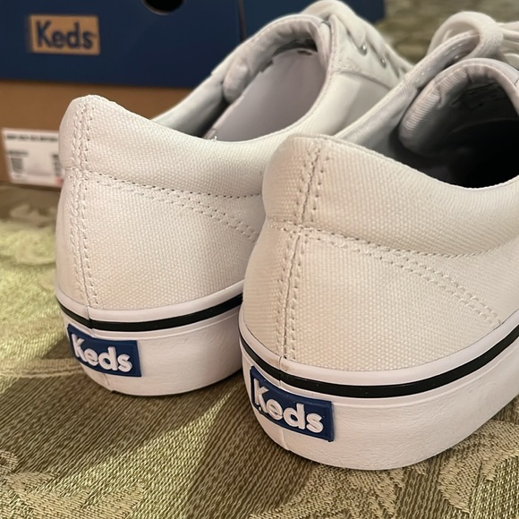 Keds Jump Kick Canvas White/Navy Stripe Women’s Tennis Shoes - Picture 5 of 5